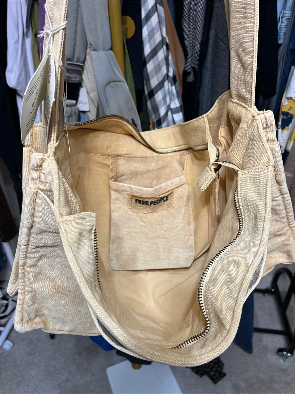 NWT Free People Camp Crush Sling Bag in Neutral